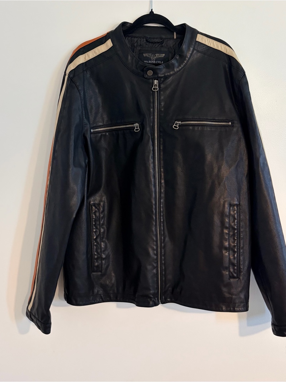 Wilsons Cycle Leather Black Moto Jacket with Silver Hardware